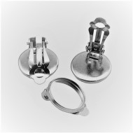 Stainless steel 12mm Bezel earring setting, clip-on, pair