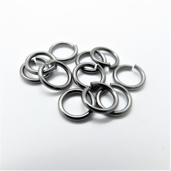 Jump rings, round, 7mm x 1.0mm, NF Gunmetal Black, per 100