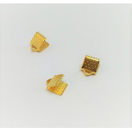 Ribbon Clamp end, 6mm, Gold, bag of 20