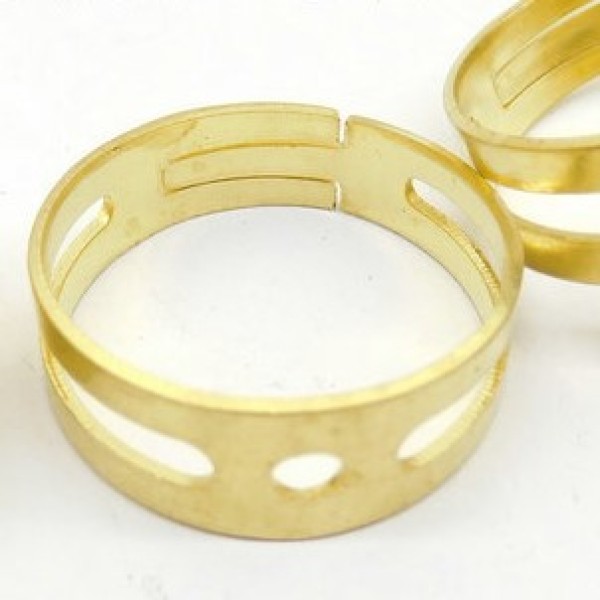 Raw Brass Ring Shank, Ring Base, adjustable, per 2