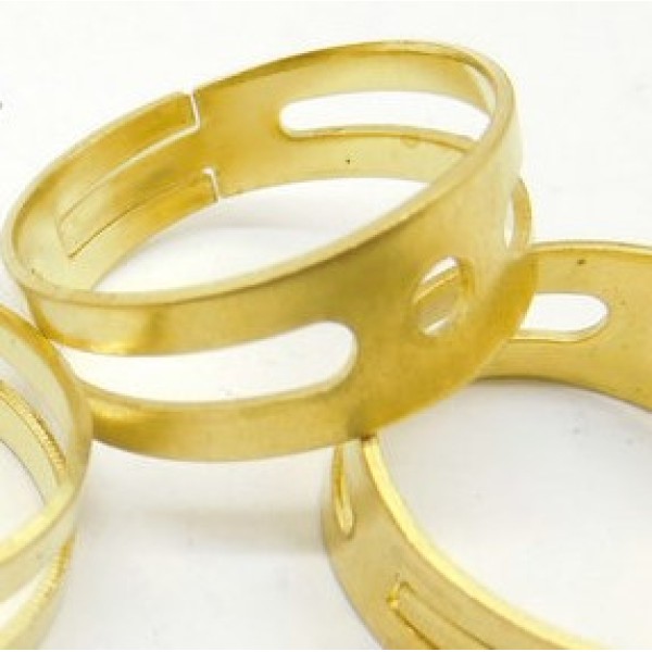 Raw Brass Ring Shank, Ring Base, adjustable, per 2