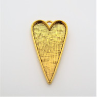Heart frame pendant setting, deep and big, golden