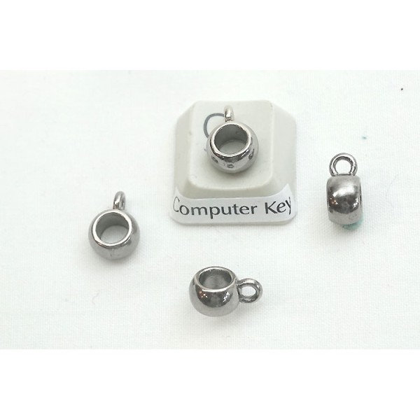 Pony bead hanger bail, 4.6mm hole, gunmetal colour