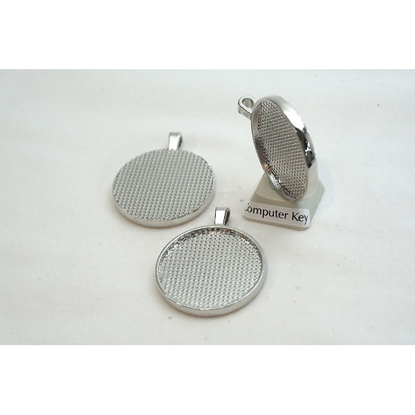 25mm Bezel pendant, Round, NF nickel colour