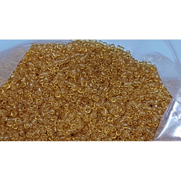 Seed Beads, Glass, 2mm, transparent golden amber, per 10g