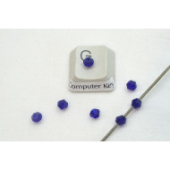 Glass beads, faceted, 4mm, dark blue, bag 5 grams