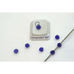 Glass beads, faceted, 4mm, dark blue, bag 5 grams