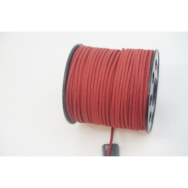Faux Suede cord, 2.5mm wide, Dark Red, per metre