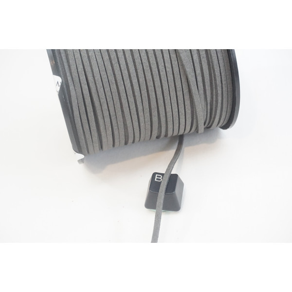 Faux Suede cord, 2.5mm wide, Dark Grey, per metre
