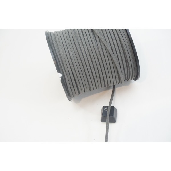 Faux Suede cord, 2.5mm wide, Dark Grey, per metre