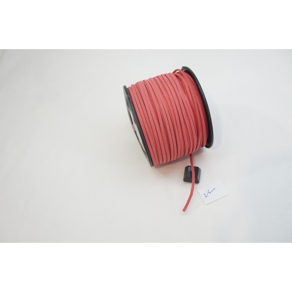 Faux Suede cord, Light Coral, 2.5mm wide, per metre