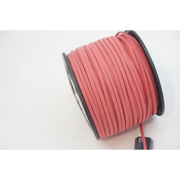 Faux Suede cord, Light Coral, 2.5mm wide, per metre