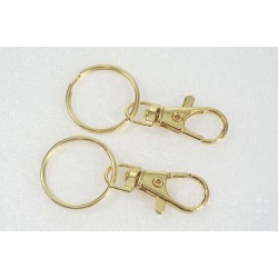37mm Lobster Clasp with Split Ring Set, gilt plate, each