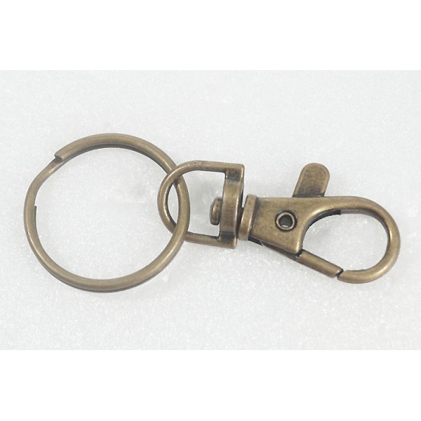 37mm Lobster Clasp with Split Ring Set, ant. brass, each