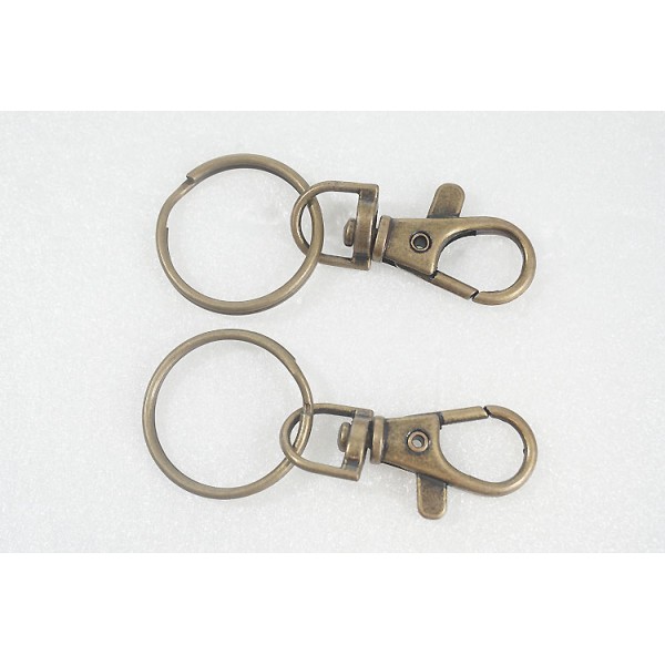 37mm Lobster Clasp with Split Ring Set, ant. brass, each