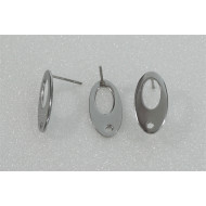 Post 10mm x 19mm oval pad with hole, stainless steel