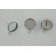 Stud bezel earring finding with loop, 12mm setting, stainless steel, pair
