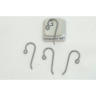 French Hook Earring Wires, raw Niobium, dark grey