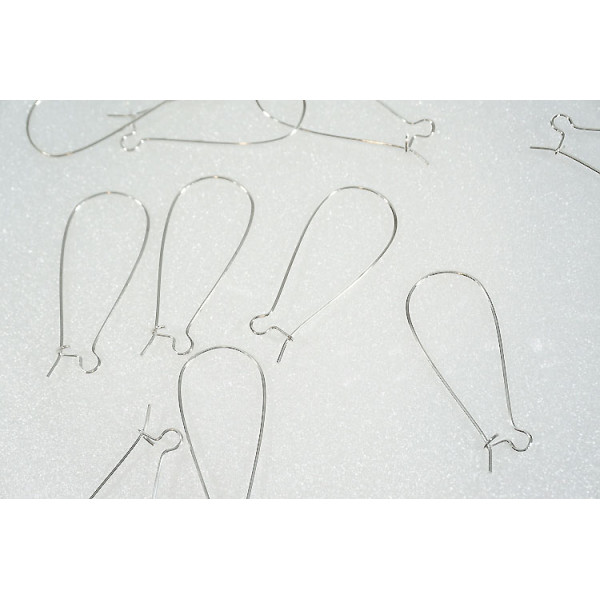 Large Kidney Wires, 38mm, NF silver plate, per pair
