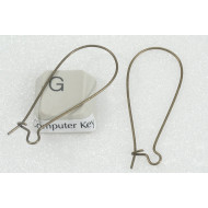 Large Kidney Wires, 38mm, NF antique bronze, per pair