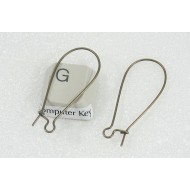 Budget Medium Kidney Wire, 33mm, NF antiqued bronze plate, pair