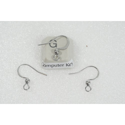 Earring hook, with ball, flattened front edge, 304 stainless steel, pair