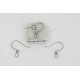 Earring hook, with ball, flattened front edge, 304 stainless steel, pair