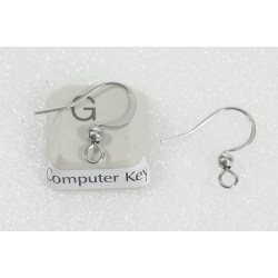 Earring hook, with ball, flattened front edge, 304 stainless steel, pair