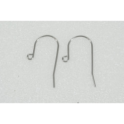 Earring hook, Large, stainless steel, pair
