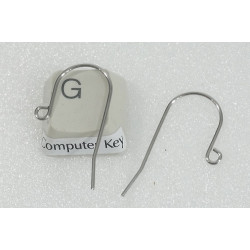 Earring hook, Large, stainless steel, pair