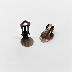 Clip-on earring fitting, with 12mm pad, antique copper plate, pair