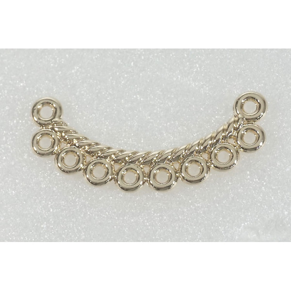 Rope twist Chandelier, connector, curved bar, Ten Loops, gold colour