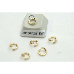 Jump rings, round, 6mm OD, 1mm wire, 304 stainless steel, gold plate, per 50