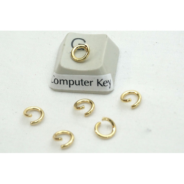Jump rings, round, 6mm OD, 1mm wire, 304 stainless steel, gold plate, per 50
