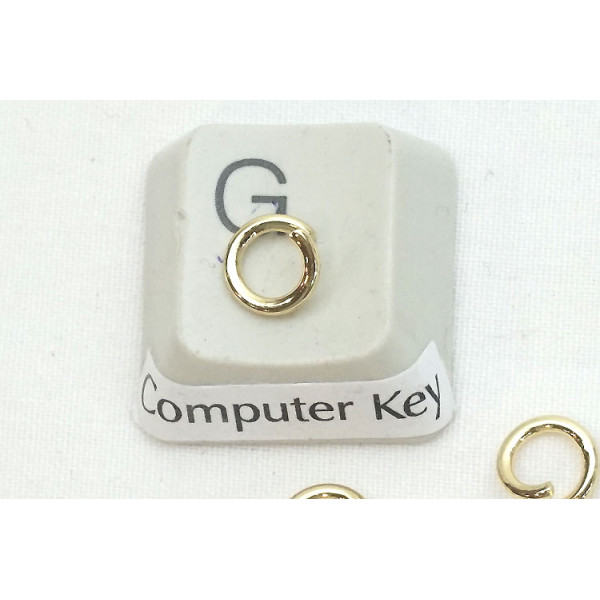 Jump rings, round, 6mm OD, 1mm wire, 304 stainless steel, gold plate, per 50
