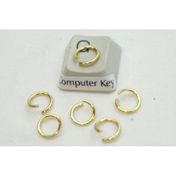 Jump rings, round, 8mm OD, 1.0mm wire, 304 stainless steel, gilt plate, per 100