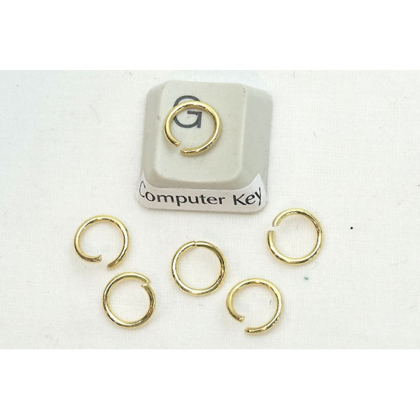 Jump rings, round, 8mm OD, 1.0mm wire, 304 stainless steel, gilt plate, per 100