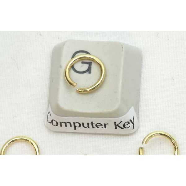 Jump rings, round, 8mm OD, 1.0mm wire, 304 stainless steel, gilt plate, per 100