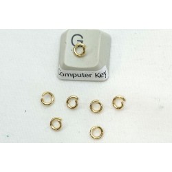 Jump rings, round, 5mm OD, 1mm wire, stainless steel, gold plate, per 50
