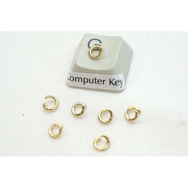 Jump rings, round, 5mm OD, 1mm wire, stainless steel, gold plate, per 50