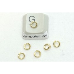 Jump rings, round, 5mm OD, 1mm wire, stainless steel, gilt plate, per 50