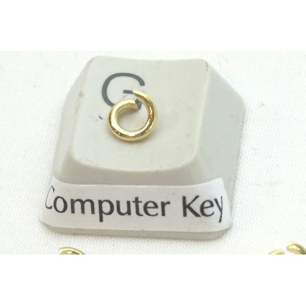 Jump rings, round, 5mm OD, 1mm wire, stainless steel, gilt plate, per 50