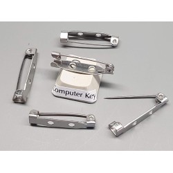 Brooch Back, 316 stainless steel, hook catch, 25mm (1 inch) 