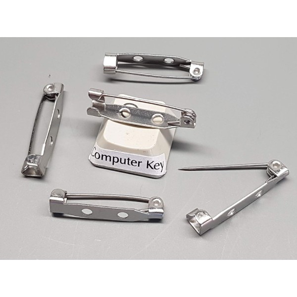 Brooch Back, 316 stainless steel, hook catch, 25mm (1 inch) 
