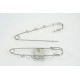 Kilt Pin style Brooch, 75mm, 3 wrapped loops, platinum colour
