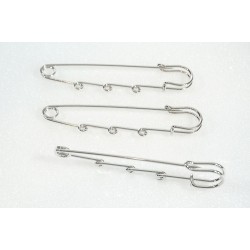 Kilt Pin style Brooch, 75mm, 3 wrapped loops, platinum colour