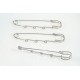 Kilt Pin style Brooch, 75mm, 3 wrapped loops, platinum colour