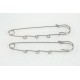 Kilt Pin style Brooch, 75mm, 3 wrapped loops, platinum colour