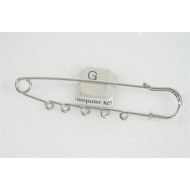 Kilt Pin style Brooch, 77mm, 5 wrapped loops, platinum colour