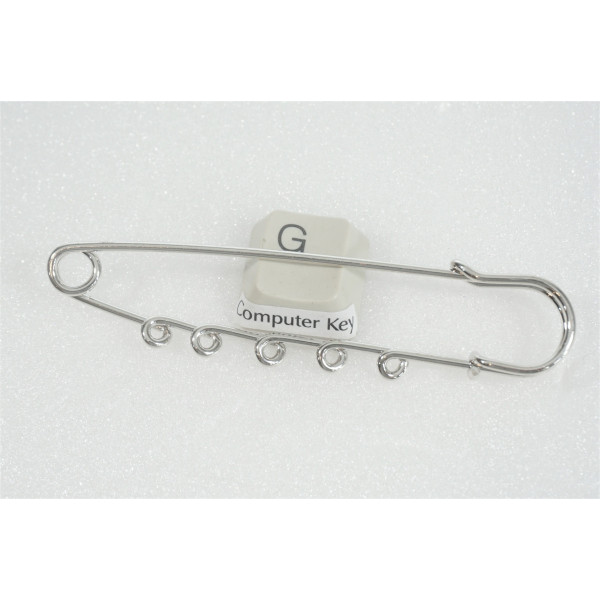 Kilt Pin style Brooch, 77mm, 5 wrapped loops, platinum colour